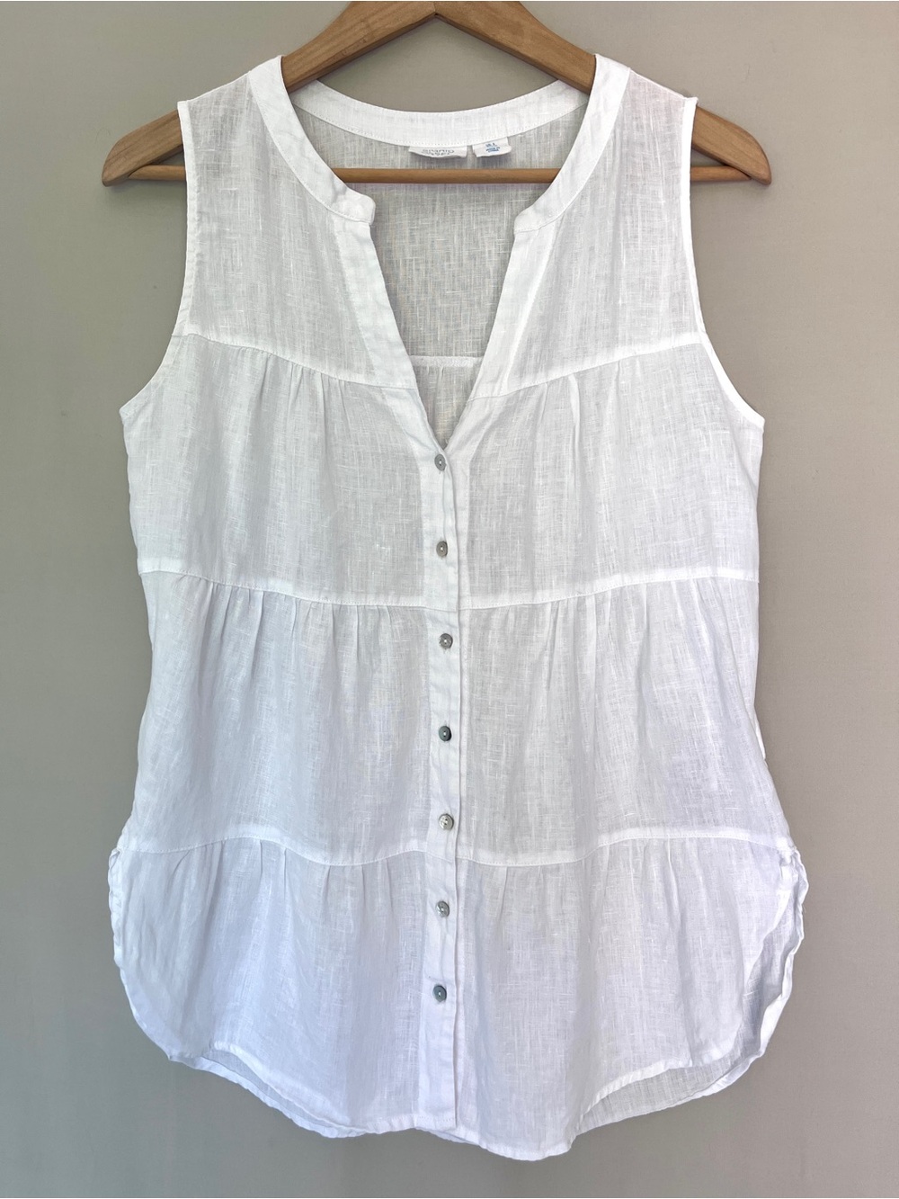 Sigrid Olsen White Sleeveless Button-Front Tiered Camisole